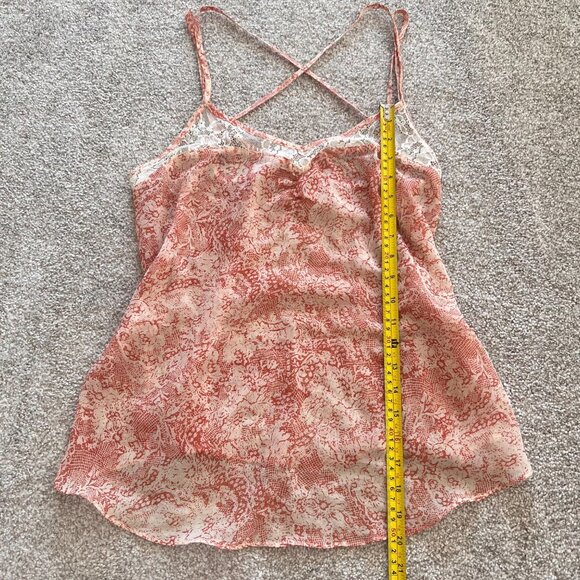 Y2K Orange & White Babydoll Sheer and Lace Top with a Criss Cross Open Back L - Picture 6 of 8